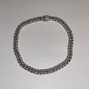 Diamond Cuban Link Necklace (10mm) in White Gold